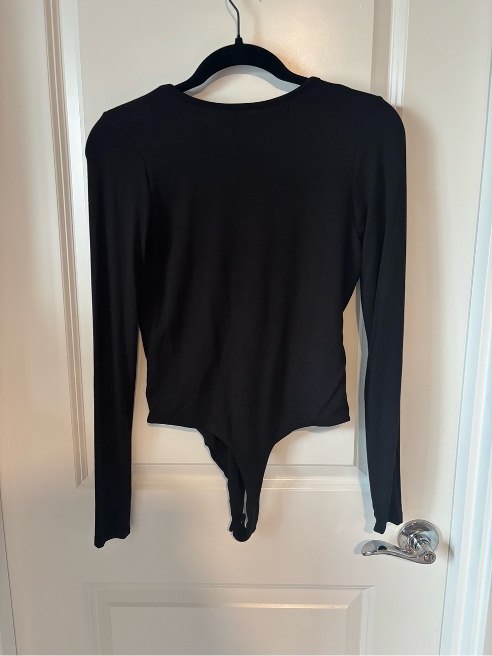 Naked Wardrobe Black Long-Sleeve V-Neck Bodysuit - Picture 4 of 4